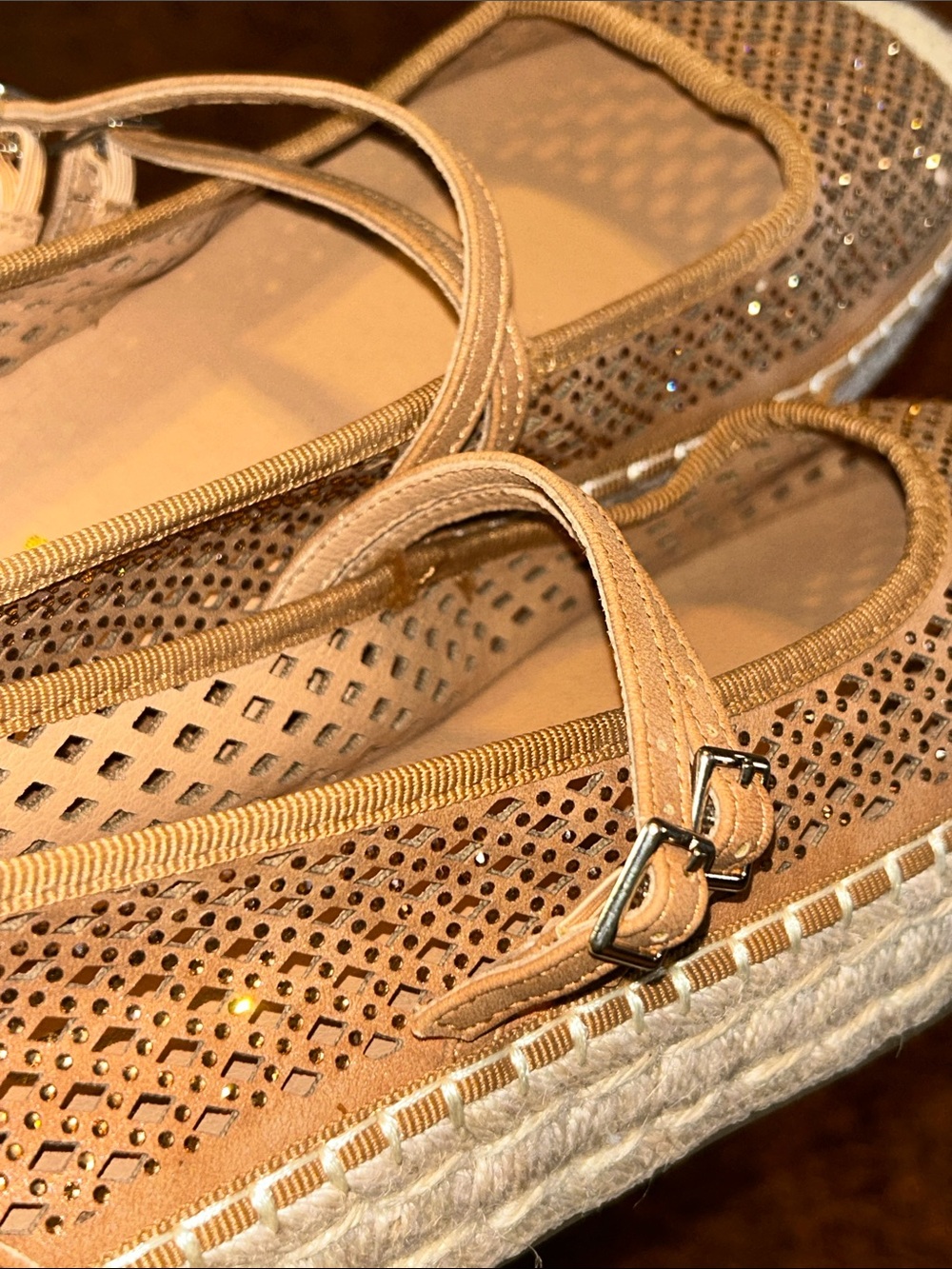 Tula Brown Perforated Mary Jane Espadrille Flats - Picture 6 of 7